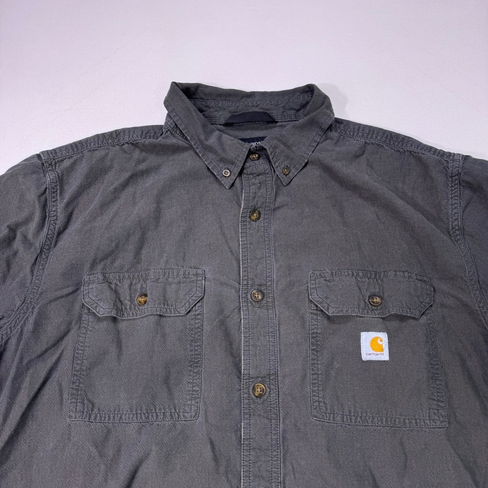 Carhartt 104369 BKC Mens 2XL Loose Fit Button Down Work Shirt Construction